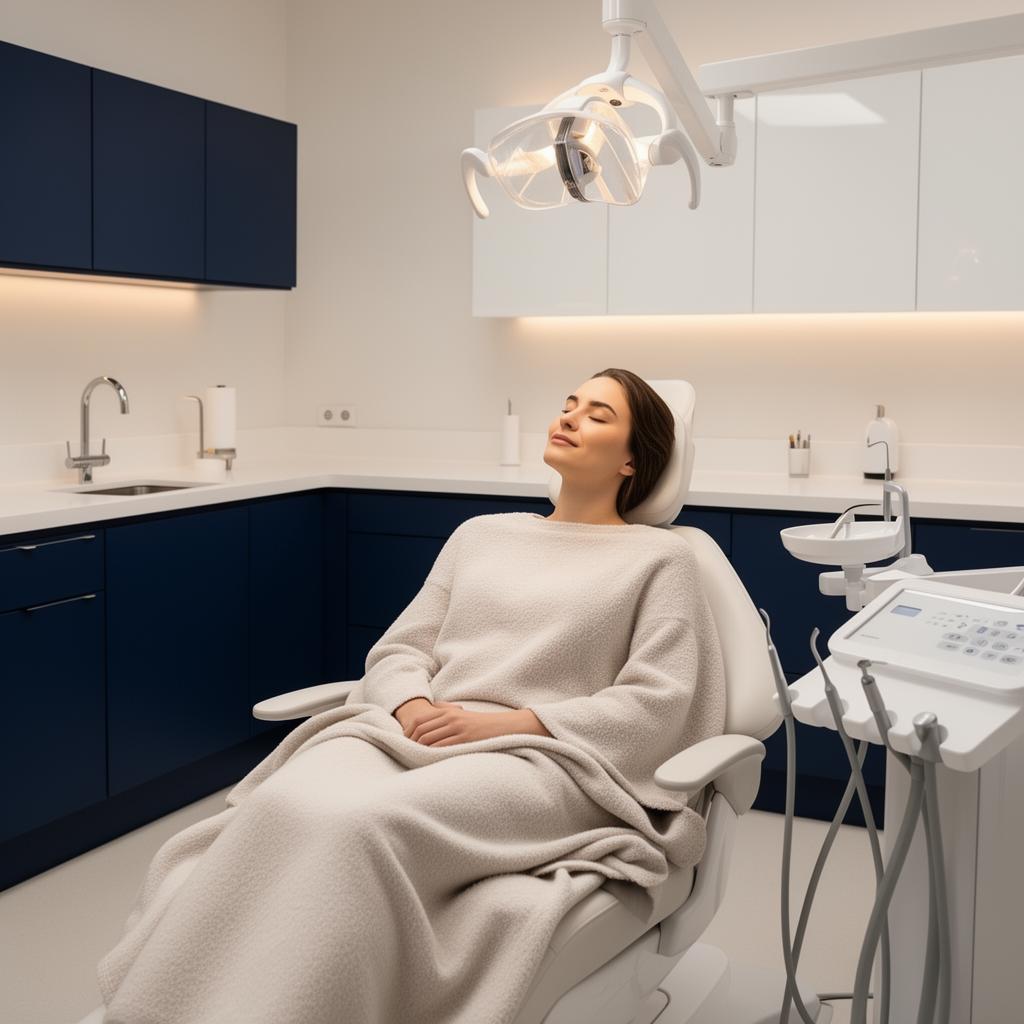 Comfortable patient relaxing in a premium endodontic treatment chair